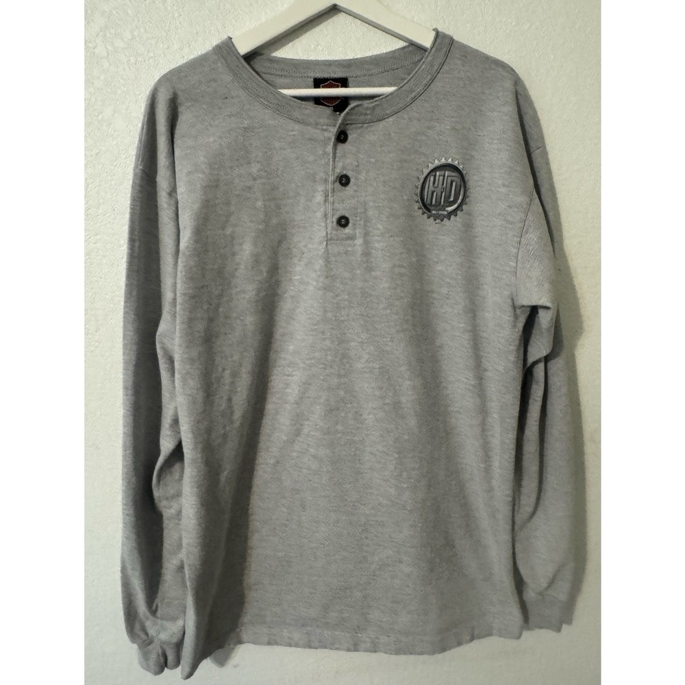 Harley Davidson‎ Mens Henley Shirt New Orleans Louisiana Gray Lobster Bike
